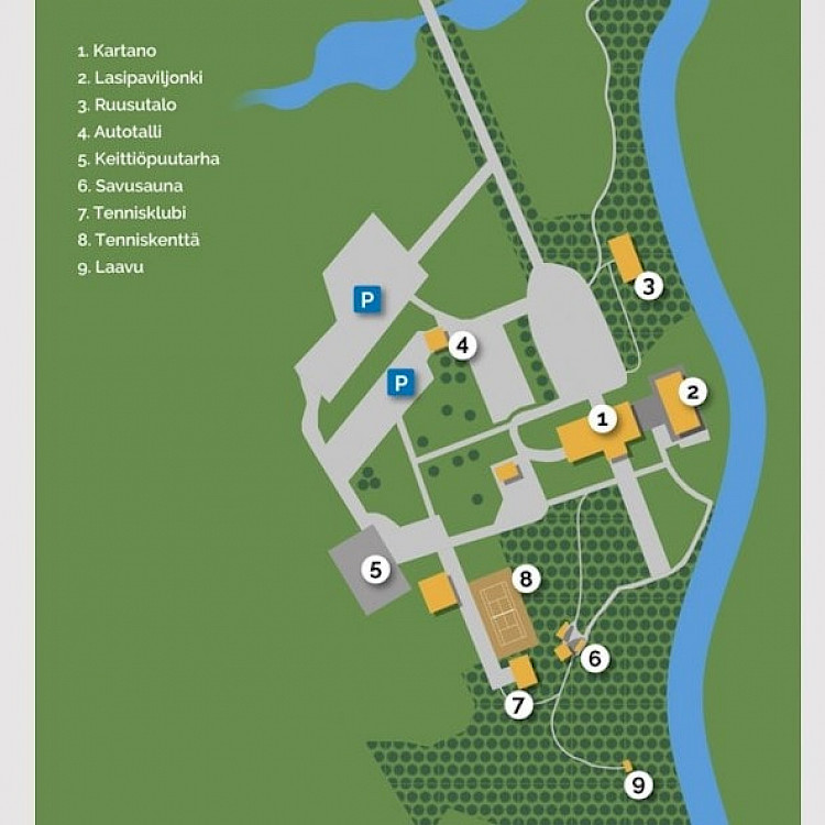 Hotelli Hirvihaaran kartanon alueen kartta